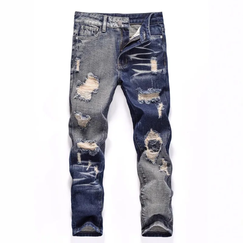 Big Boys Casual Pants Ripped Jeans Trendy Korean High‑Street Fashion Kids Trousers