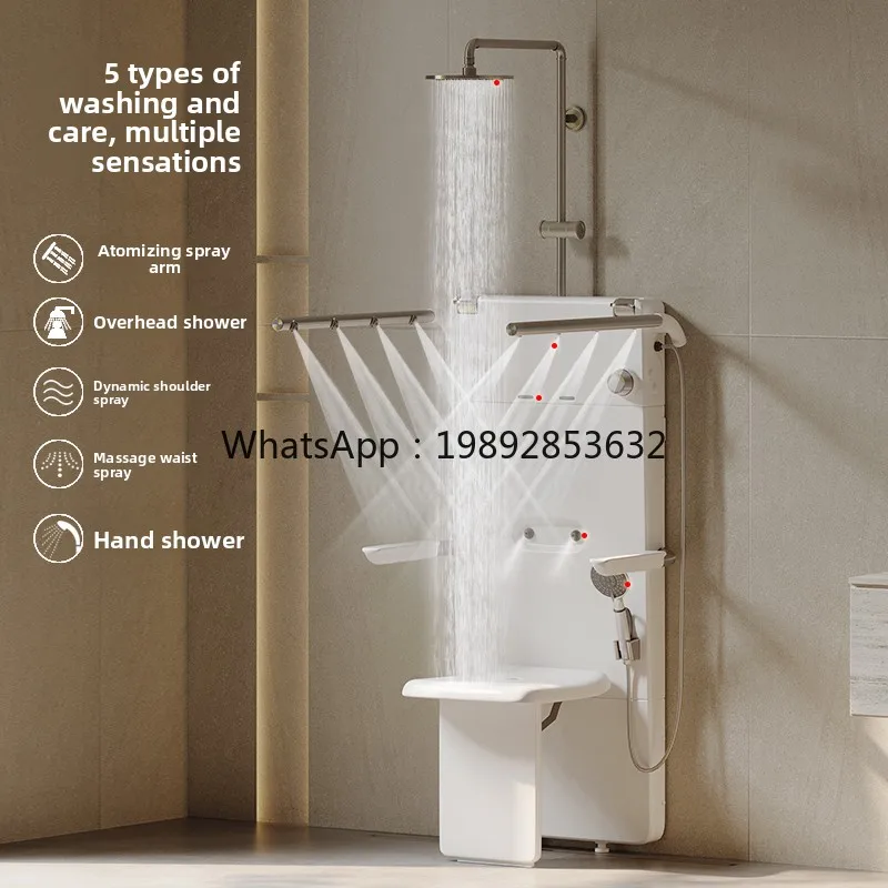 YFY Elderly Sitting Shower with Constant Temperature, Multifunctional Foldable Bath Chair with Shower Arm