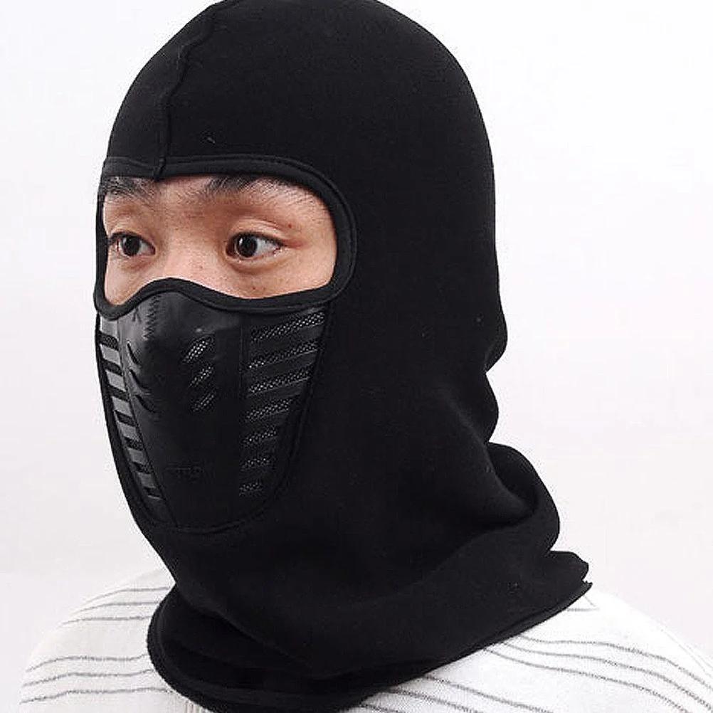 

Thickened Ski Winter Mask Double Layer Windproof Dustproof Breathable Polar Fleece Face Cover Cap For Men Women Black