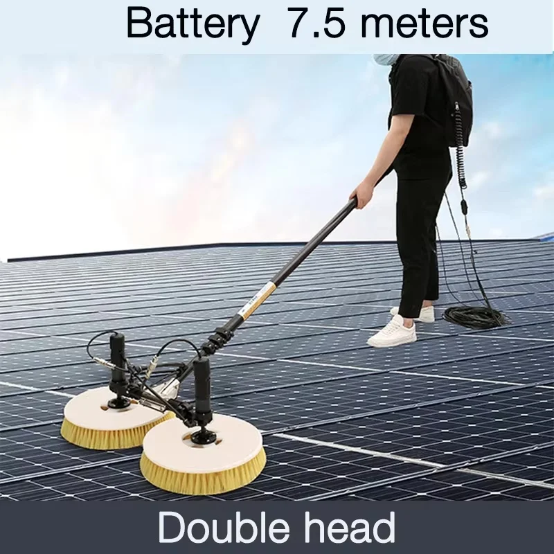 

Dual power supply 7.5m Double-Head Lithium Battery 24 220V Solar Photovoltaic Panel cleaning Tool Roof Water and dry brush clean