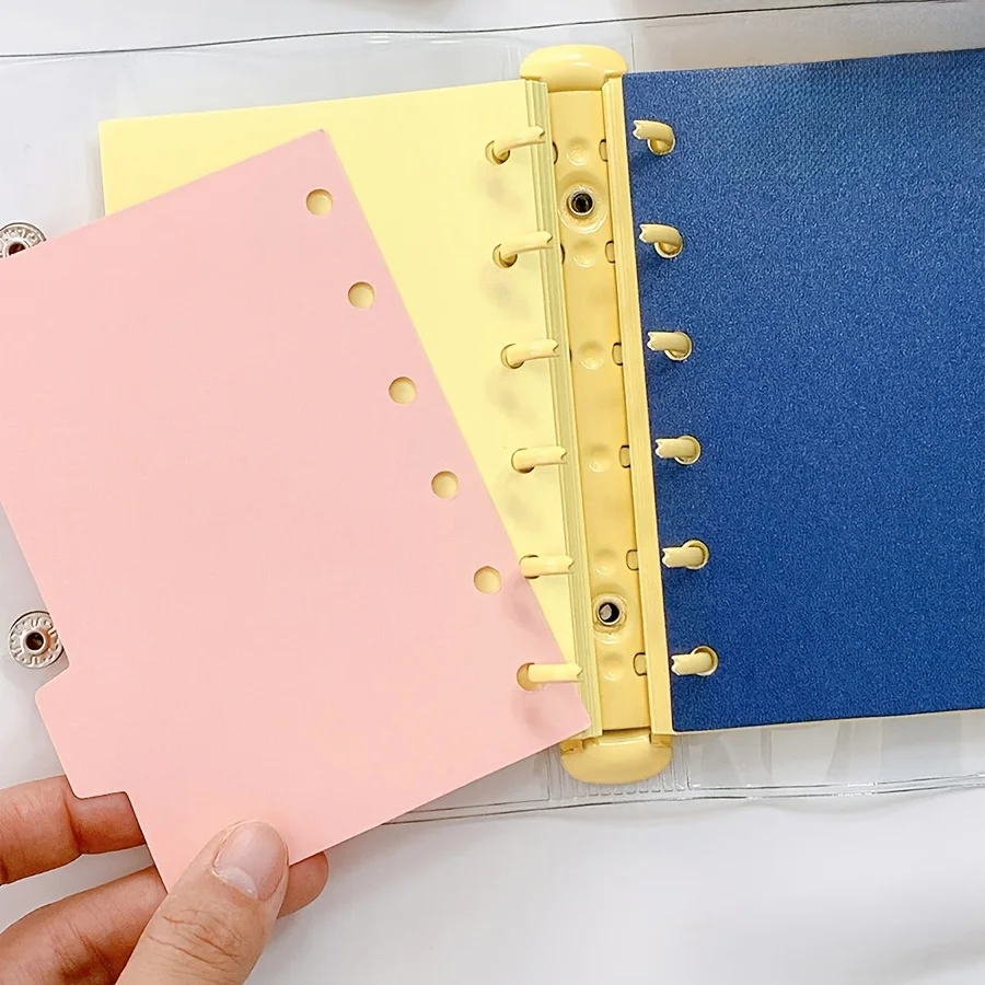 5 قطع من صفحات فاصل الفهرس، مجلد حلقي ذو 6 فتحات، صفحات فاصل دفتر الملاحظات A7، صفحات الفهرس، ملصقات التصنيف، مخطط المذكرات