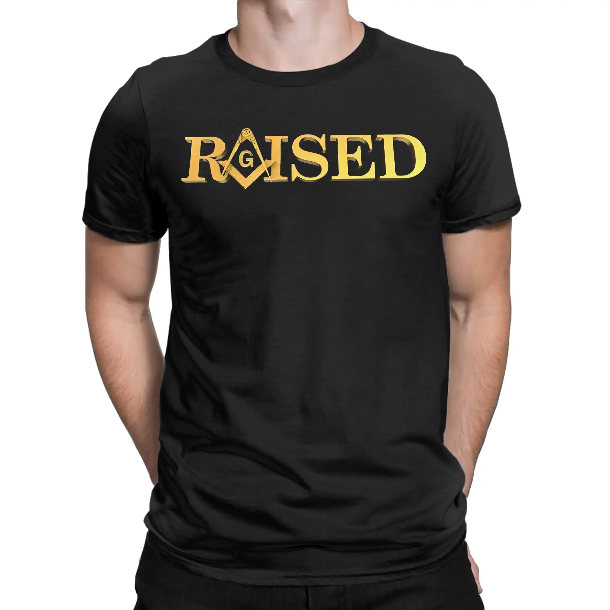 Raised Square & Compass Masonic Freemason T-Shirt for Men Women  100% Cotton Tee Shirt Round Neck T Shirt Graphic Printed Tops