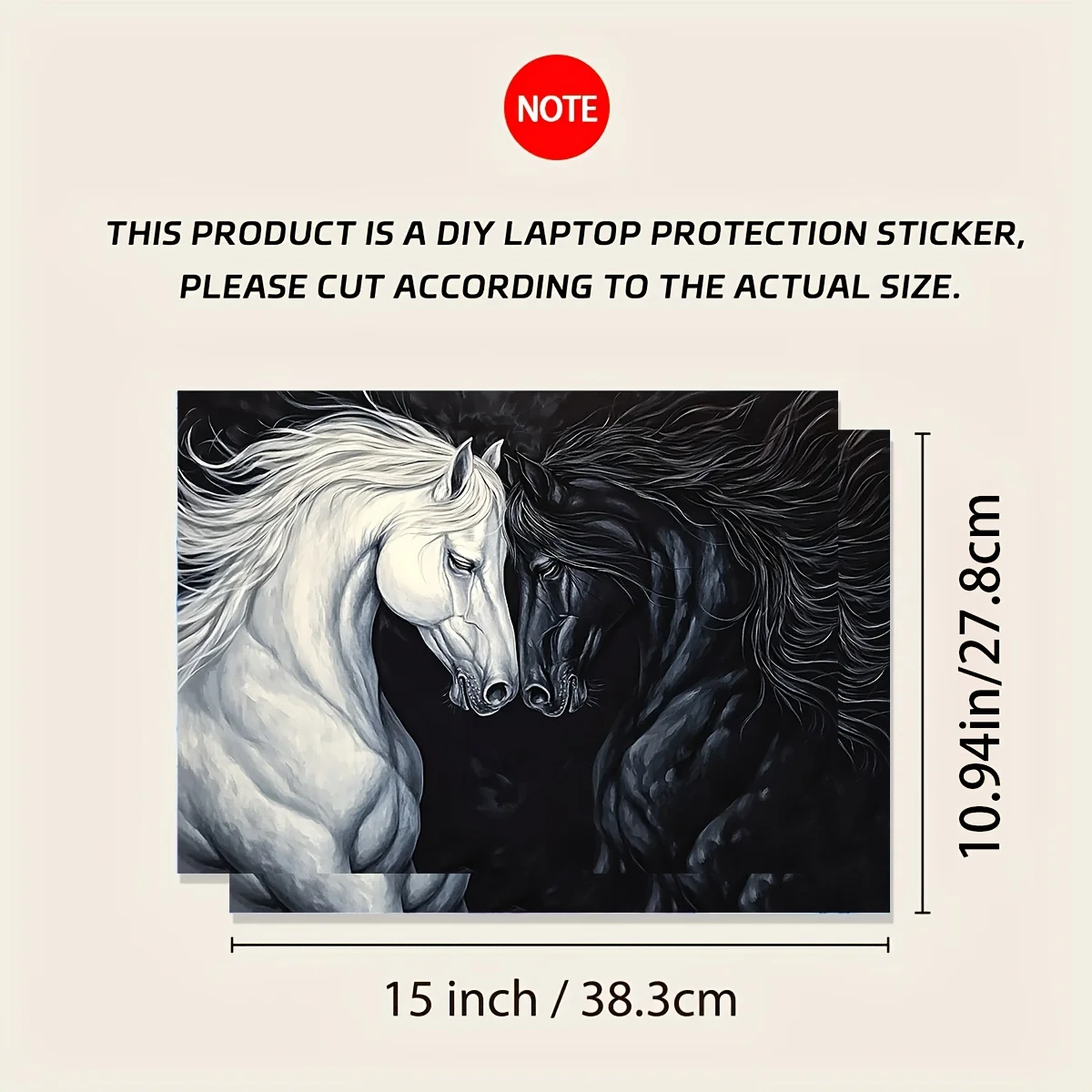 2-Piece Yinyang Horse Design Vinyl Laptop Case, Scratch Resistant - Ideal for Laptops, Cars, Helmets, Motorcycles, Refrigerators