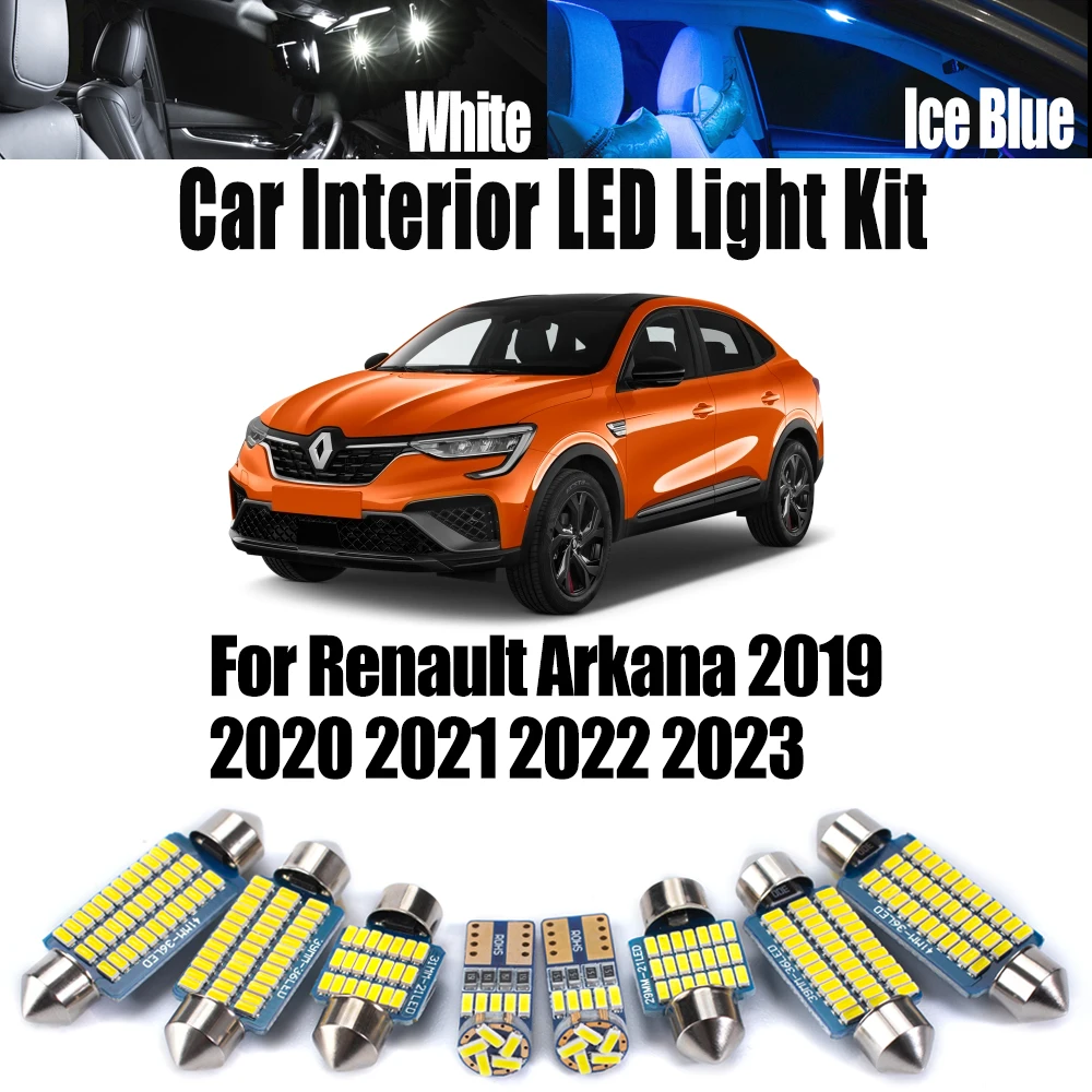 

8Pcs Canbus For Renault Arkana 2019 - 2021 2022 2023 Car Bulbs Accessories Vehicle LED Interior Map Dome Trunk Reading Light Kit