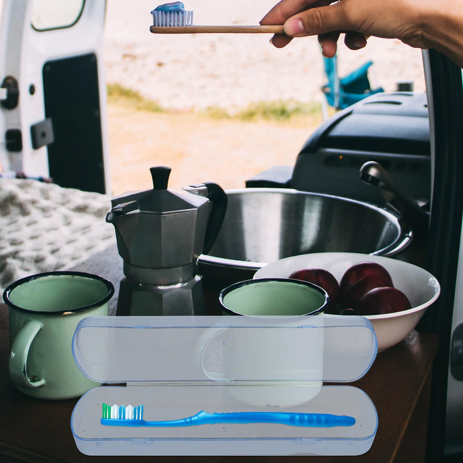 

4Pcs Toothbrush Case Buckle Design Smooth Edges Portable Travel Holder Airtight Compact Suitable Picnic Camping