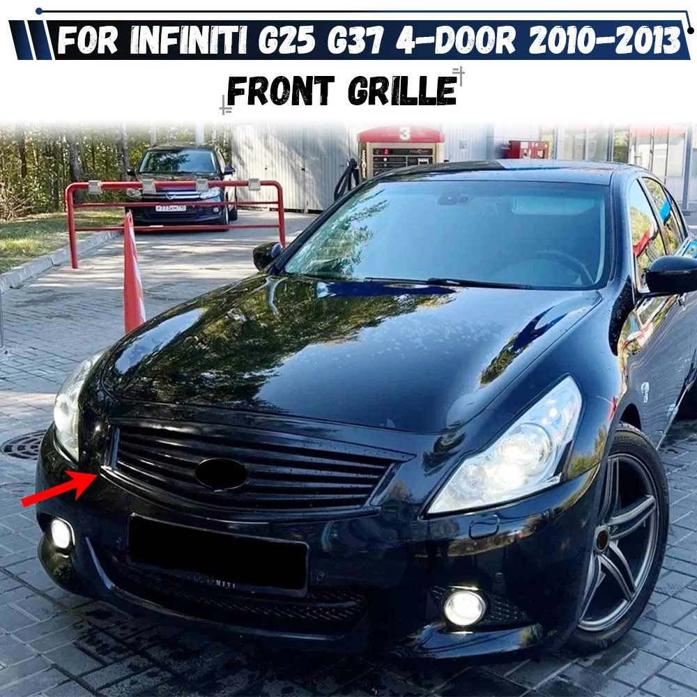 Front Grille For Infiniti G25 G37 4 Door Sedan 2010 2011 2012 2013 Q40 Upper Bumper Hood Mesh Racing Grill