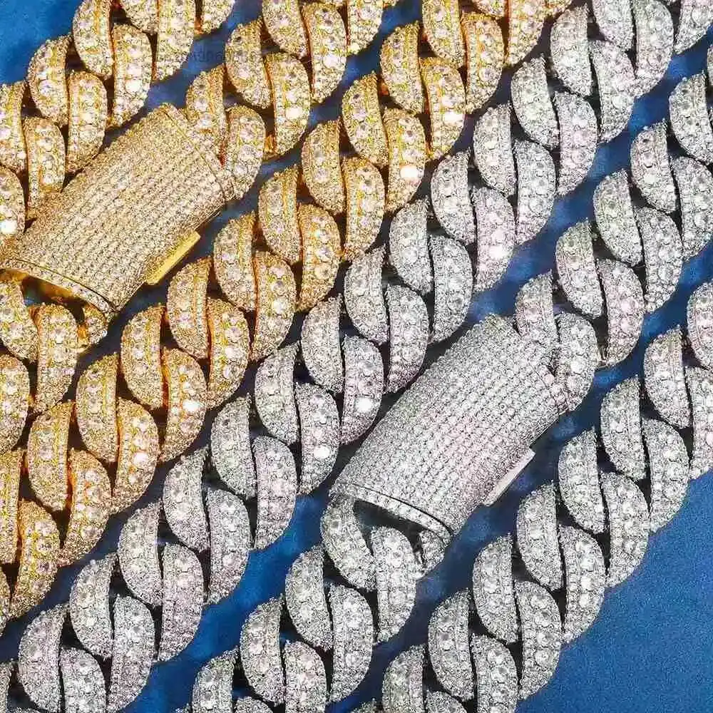 Fashion Ready to Ship 22mm Iced Out Bubble Cuban Chain Necklace Gold Full Diamond Zircon Men Hip Hop Gift Box..