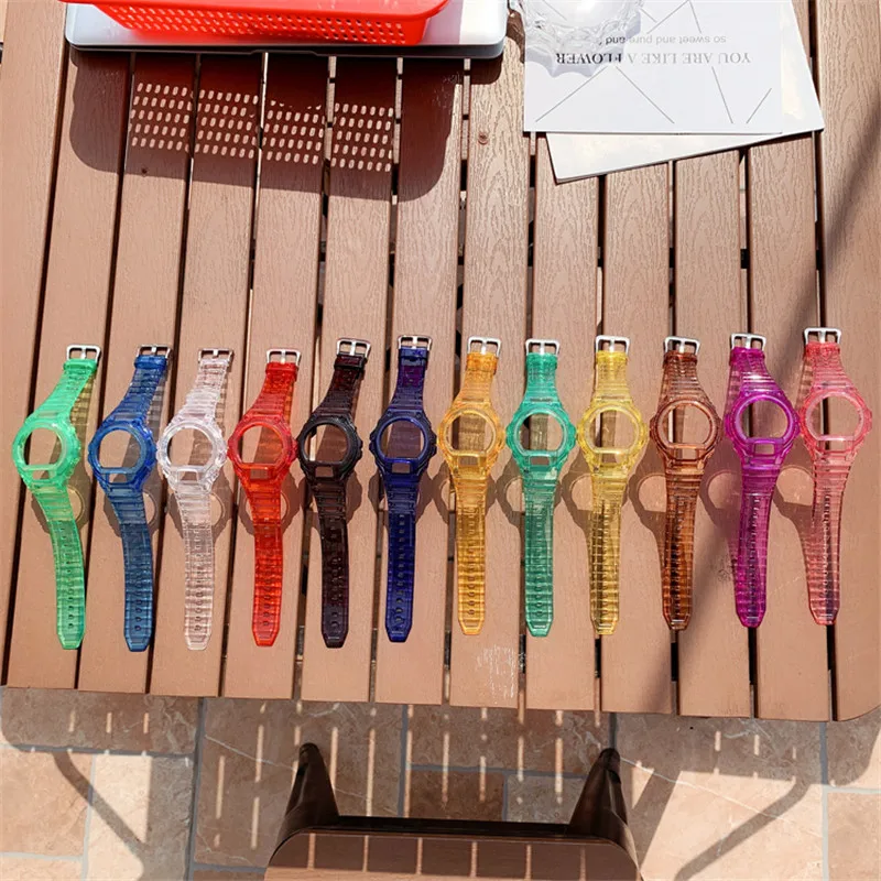 Ремешок из смолы + чехол для Casio G-SHOCK DW-6900, браслет, ремень на запястье, цветной водонепроницаемый ремешок для часов, прозрачный ремешок из ТПУ для DW6900