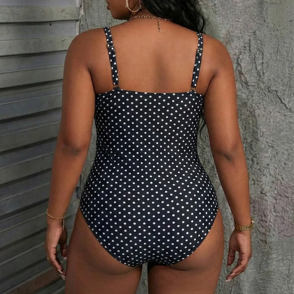 New One Piece Swimsuit Women Plus Size Swimwear Tummy Control Monokini Sexy Dot Print Beach Bathing Suit