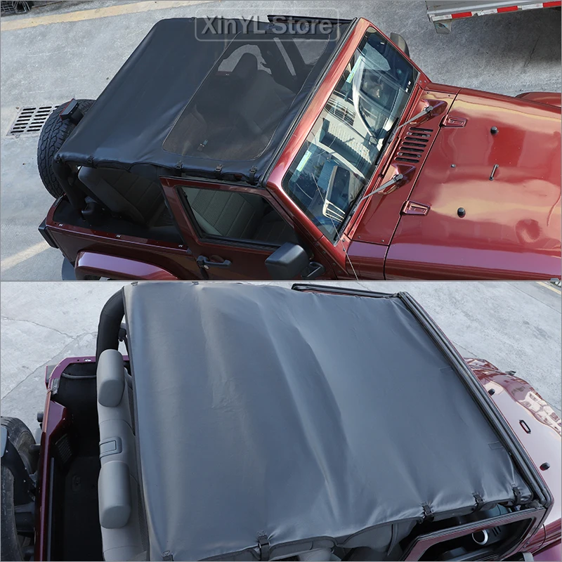 

Accessories-Car Roof Leather Sun Shade Cover Pad For Jeep Wrangler 2-Door JK 2007-2017 Heat Insulation