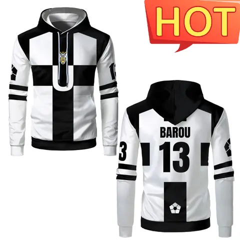 2025 Blå Lock Ubers Tröja Fotboll Träningsoverall Cosplay Uniformer Barou Aiku Lorenzo Hoodie Unisex Uber Tröjor 100-6XL Hoodies 10 best sales fotbollströja - №9