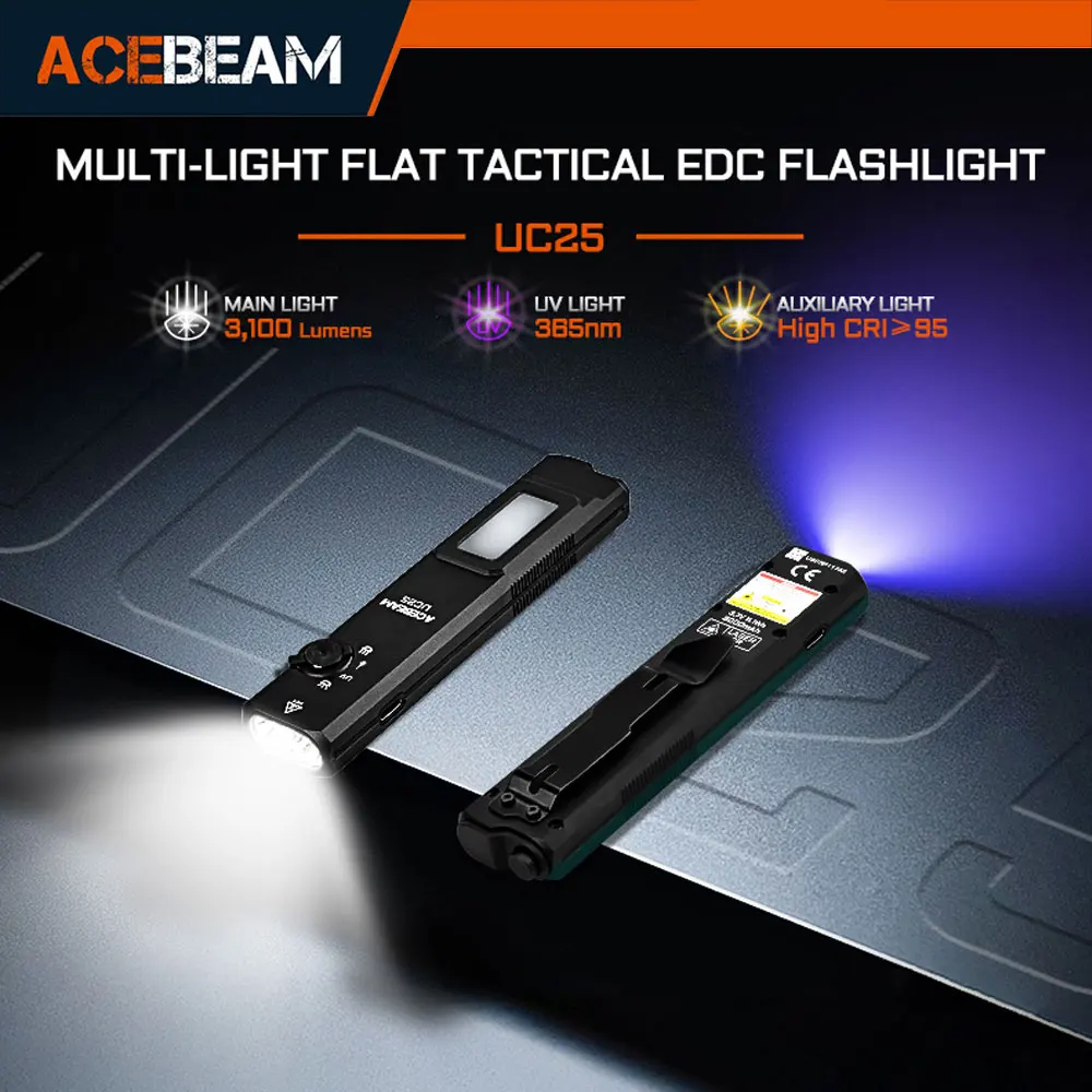 ACEBEAM UC25-HI Tactical Flashlight Multi-Light  With UV Magnetic Adsorption High CRI Floodlight EDC Flashlights