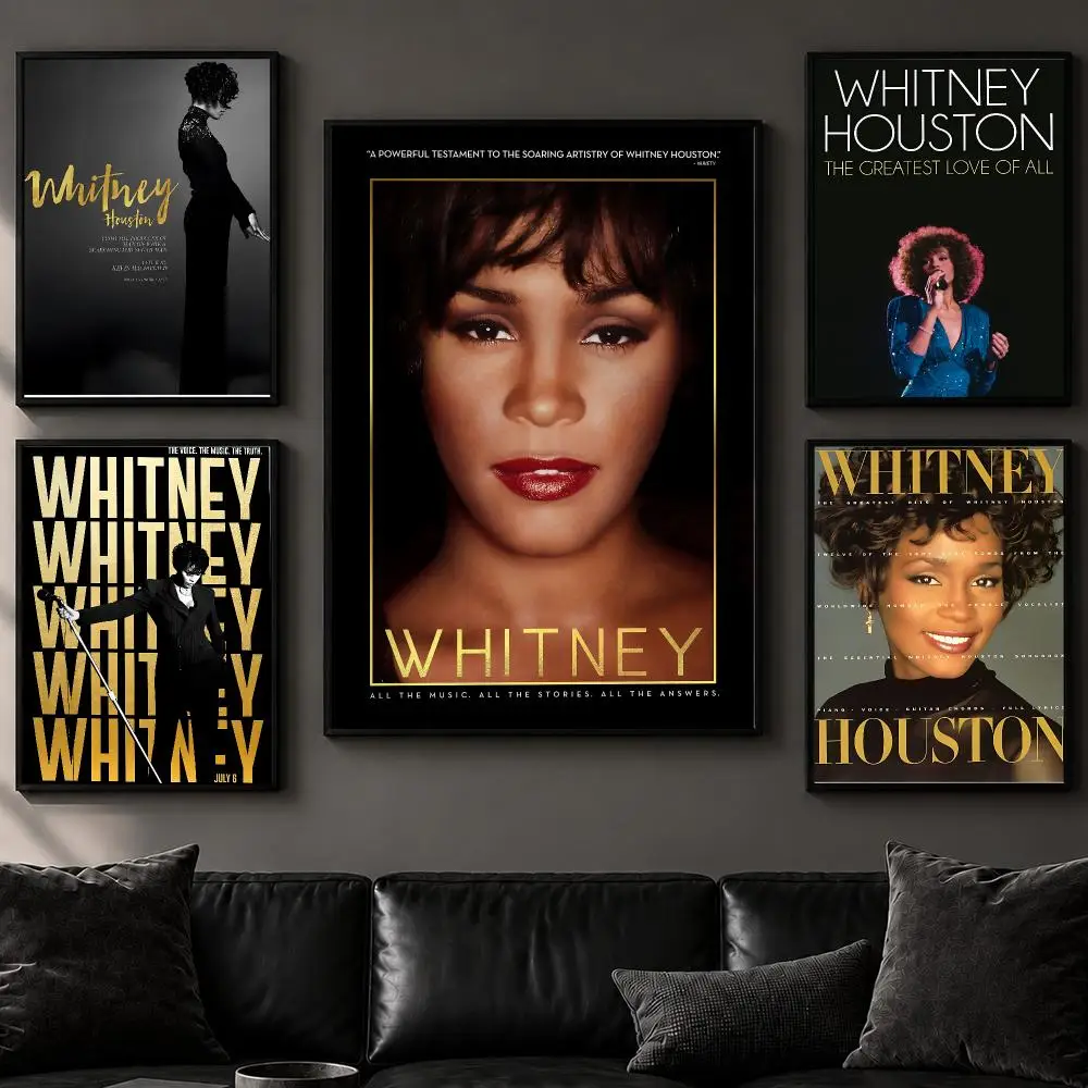 Singer W-Whitney HoustonS Poster Art  Self-Adhesive No Glue Residue Wall Decor for Bedroom Living Room