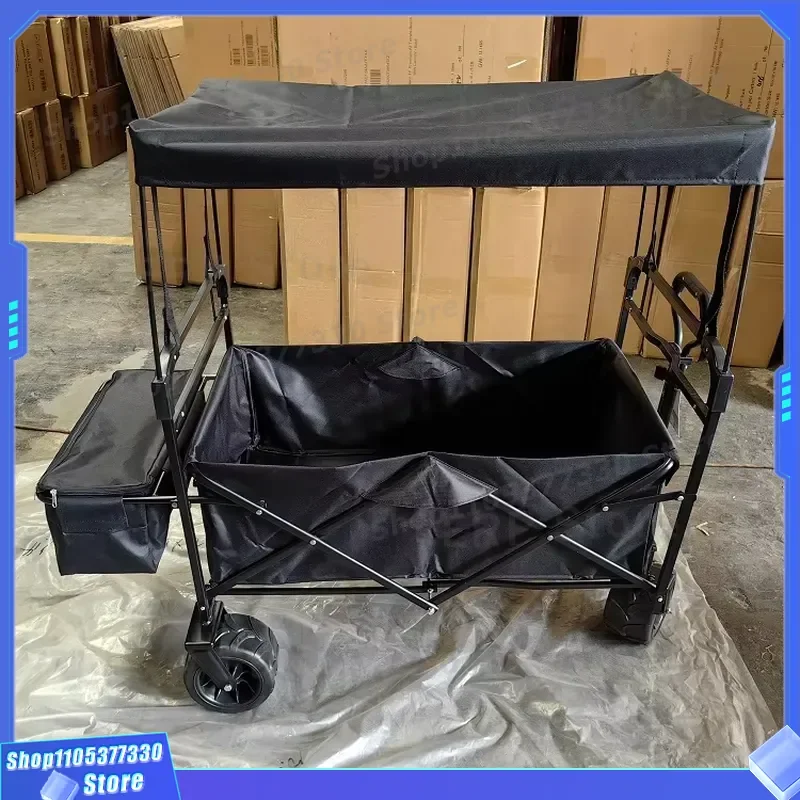 Folding Shopping Cart 150kg Capacity Heavy Duty Utility Wagon With Large Wheels And Canopy For Outdoor Heavy Duty Folding