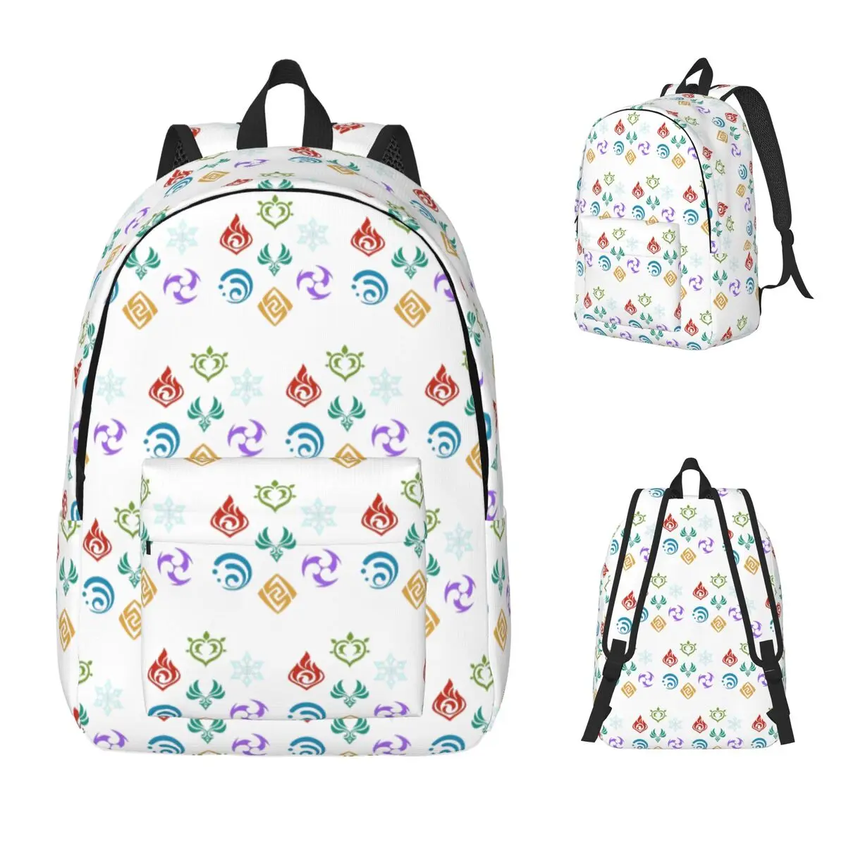 Genshin Impact AllElements Backpack Daypack Large Capacity Boys Girls BookBag School Bag Shoulder Bags for Men Women