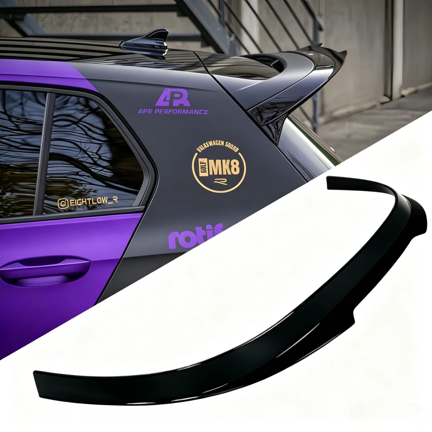 Gloss Black Car Rear Roof Spoiler Wings For Volkswagen Golf MK8 R GTI Clubsport 2020-2024 Tuning Rear Trunk Spoiler Cap Bodykits