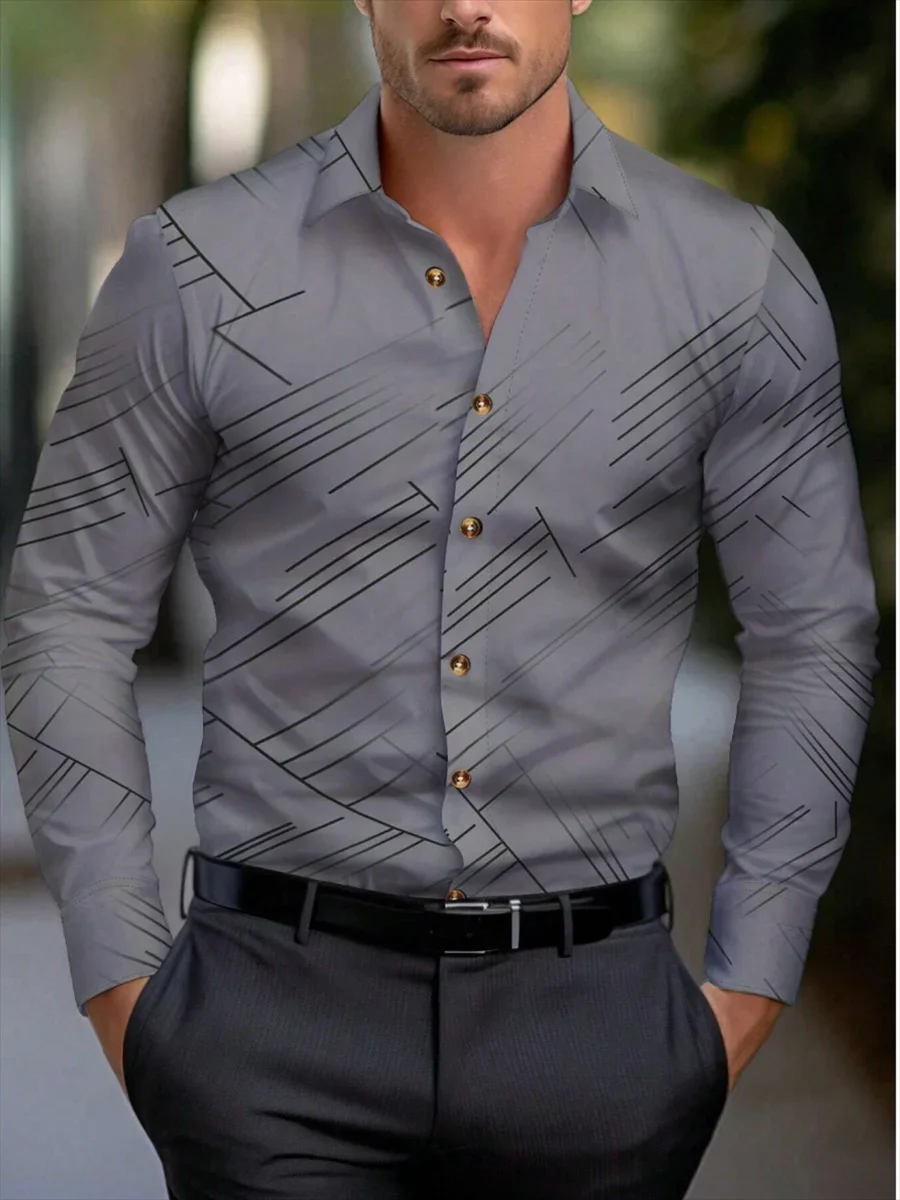 Camicia da uomo 10 colori a righe a maniche lunghe con risvolto bottoni hawaiani per le vacanze, moda, comfort casual XS-6XL consegna veloce