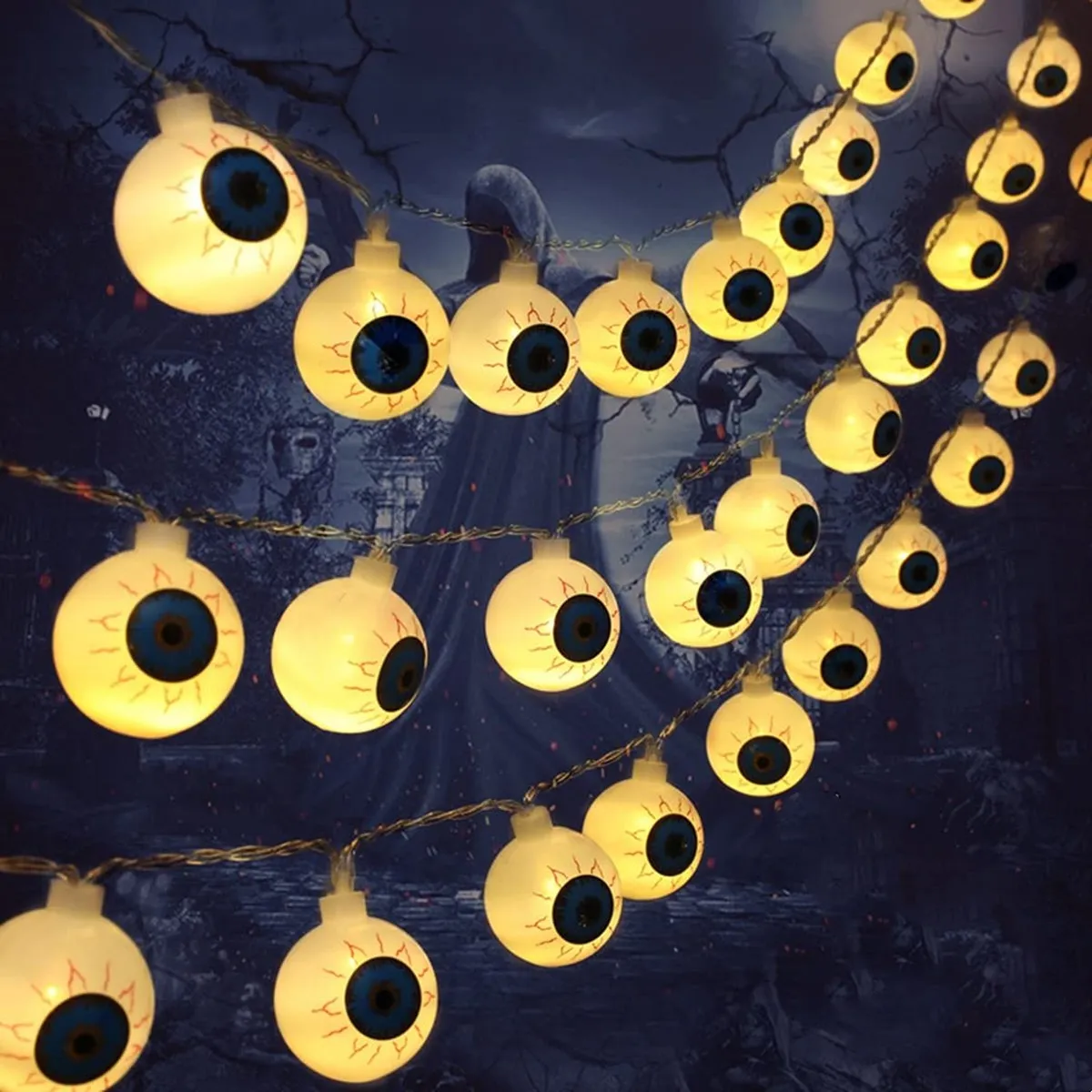 

1PC 10/20/30 LED Halloween Eyeball String Lights Indoor Atmosphere Decorative Light Suitable For Halloween Party Home Decoartion