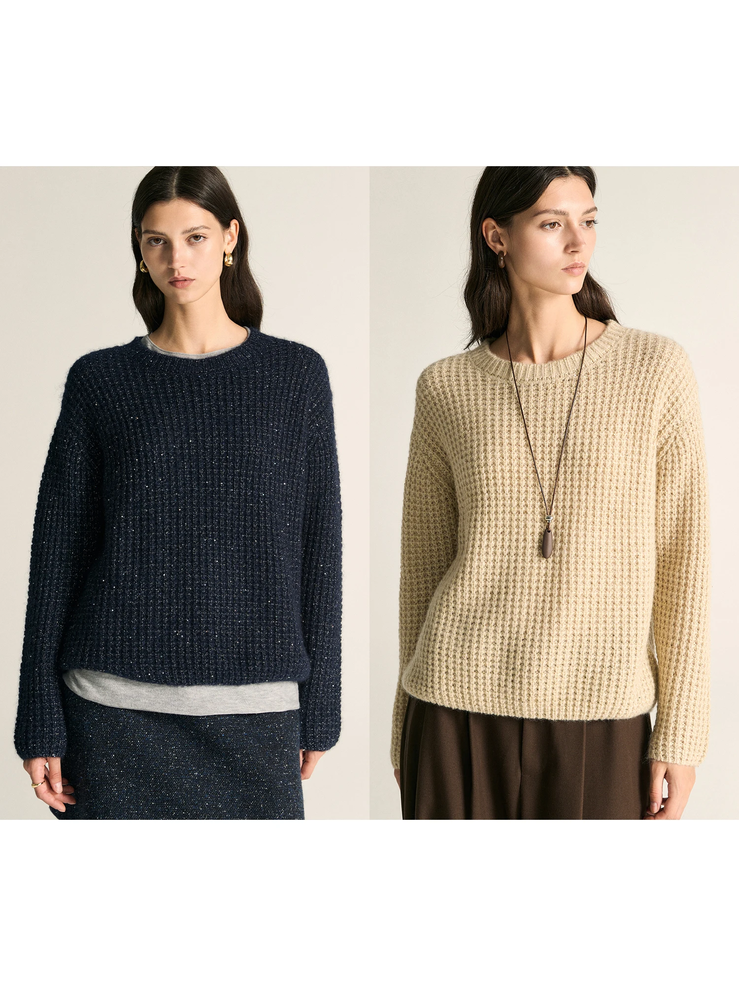 

Женский свитер MovinGlow Evening Galaxy Plu Camere из шерсти с узором «звезды и точки», с бахромой, вафельной текстурой, круглым вырезом, премиум-класса, модный трикотаж