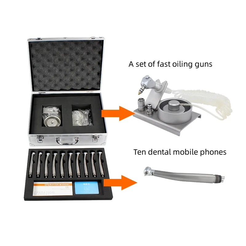 Stainless steel LED 3/4/8 point water spray high speed set of dentals handpiece