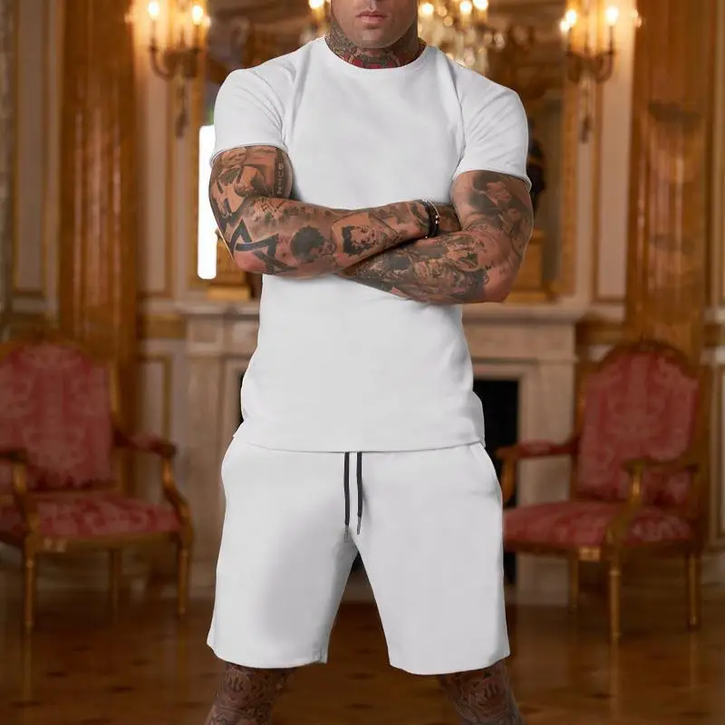 

T-shirt Short-sleeved Shorts Summer Two-piece Set Trendy Cotton Sportswear Men's Loose American Couple Harajuku