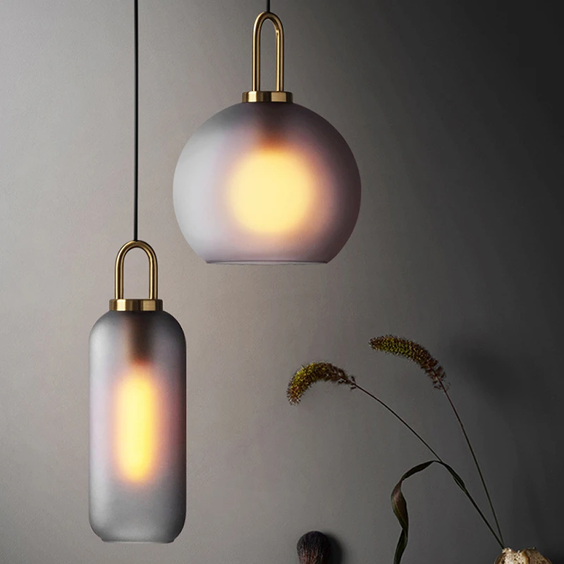 Nordic Led Pendant Light Dark Gray Clear Glass Suspension Lamp Hanging Lamp Living Room Restaurant Deocoration Include Bulb E27