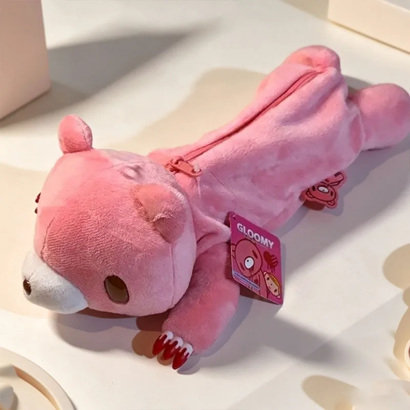 Bloody Bear Pencil Case Pink Bear Y2K Makeup Bag Aesthetic Stationery Pouch School Supplies Kawaii Christmas Gift