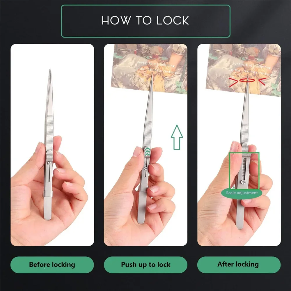 16CM Stainless Steel Jewelry Tweezers High Precision Slotted Buckle for DIY DiamondGem SettingSandblasting Craft ToolJeweler Use