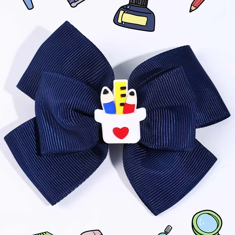 Oaoleer 3Pcs Back To School Hair Accessories Set ABC Ribbon Bow Headbands Pencil Hairpin Girls Headwear Barrettes Baby Hair Hoop