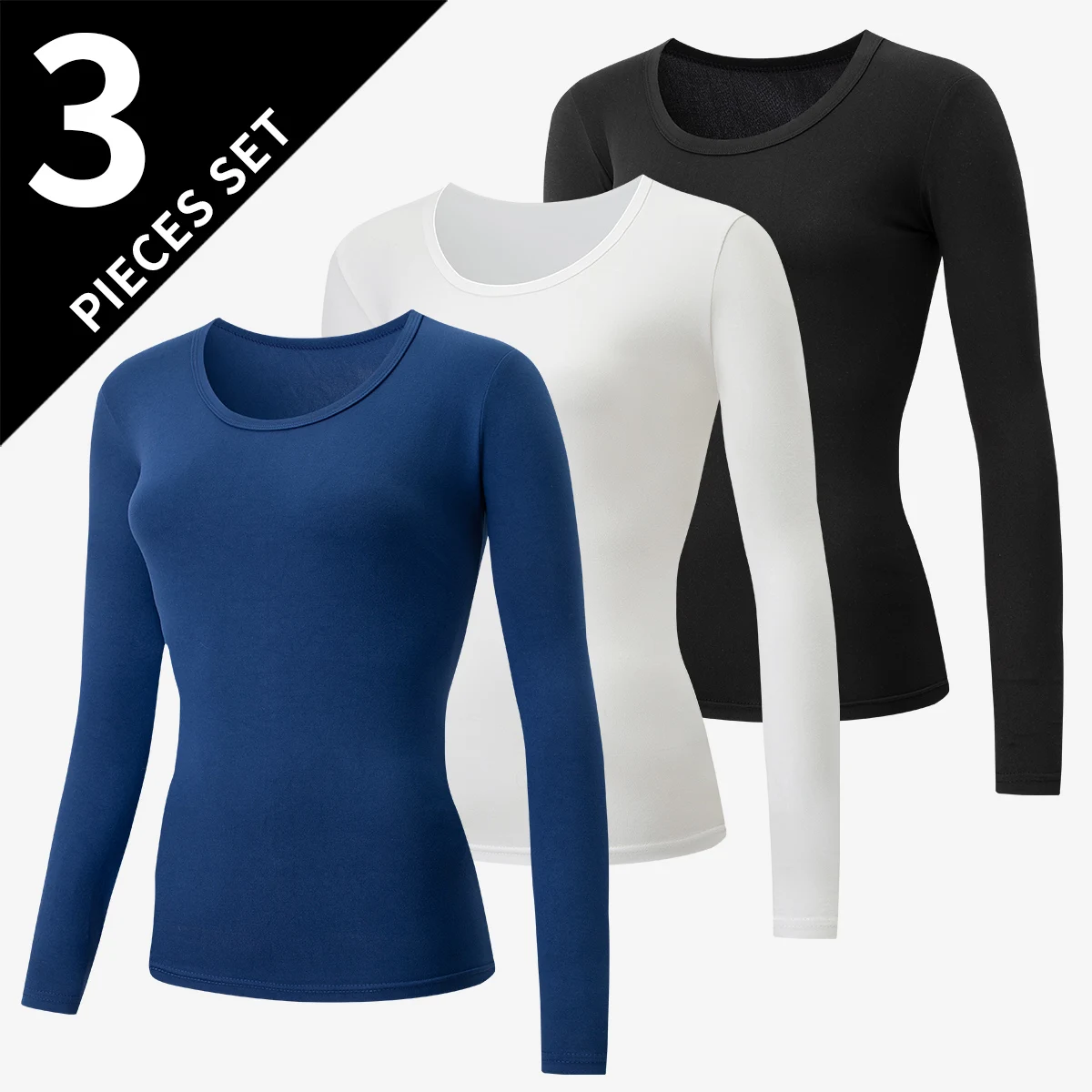 Obrázek 3: 3-piece sada z autumn/winter dámská celistvý barva klasický dlouhé rukáv báze topologického prostoru košile pohodlné kolo krk ležérní tričko teplý nejvyšší