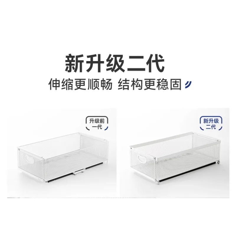 

Super deep cabinet rhombus mesh pull basket under sink cabinet inside pull-out rack kitchen cabinet drawer storage