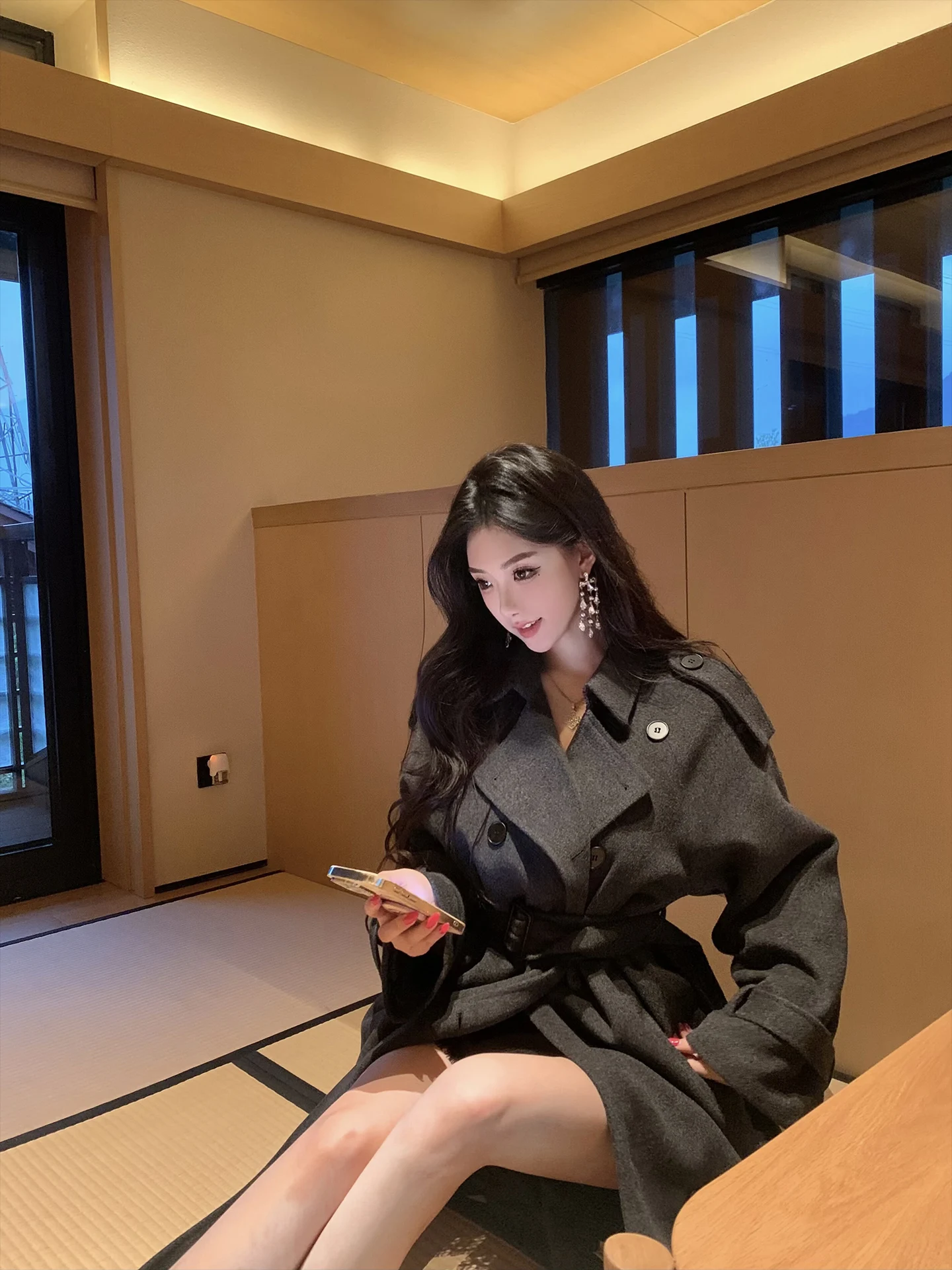 

Длинное пальто J StudioYS с большим воротником, свободного кроя, универсальное, для женщин