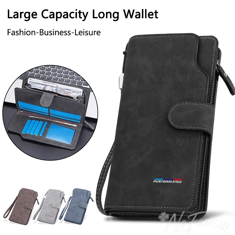 

Car Large Capacity Long Wallet Zipper Credit ID Card Key Bag For BMW M Emblem E46 E36 E34 F10 E90 F30 E60 F30 E53 E30 E92 E87