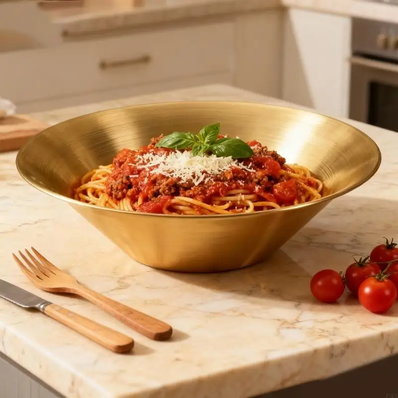 Contemporary 27Cm Stainless Steel Salad Serving Bowl Snacks Dish Storage Container For Modern Households