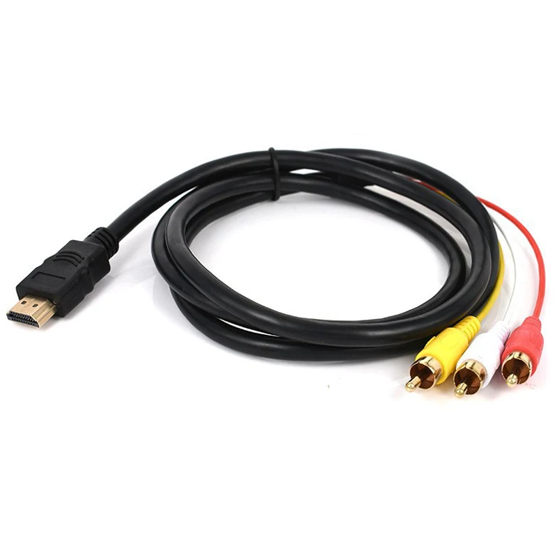 1.5M 1080P HDMI-compatible to 3 RCA Video Audio HDMI-compatible Cable AV Cord Converter Adapter For HDMI TV Set-Box DVD Laptop