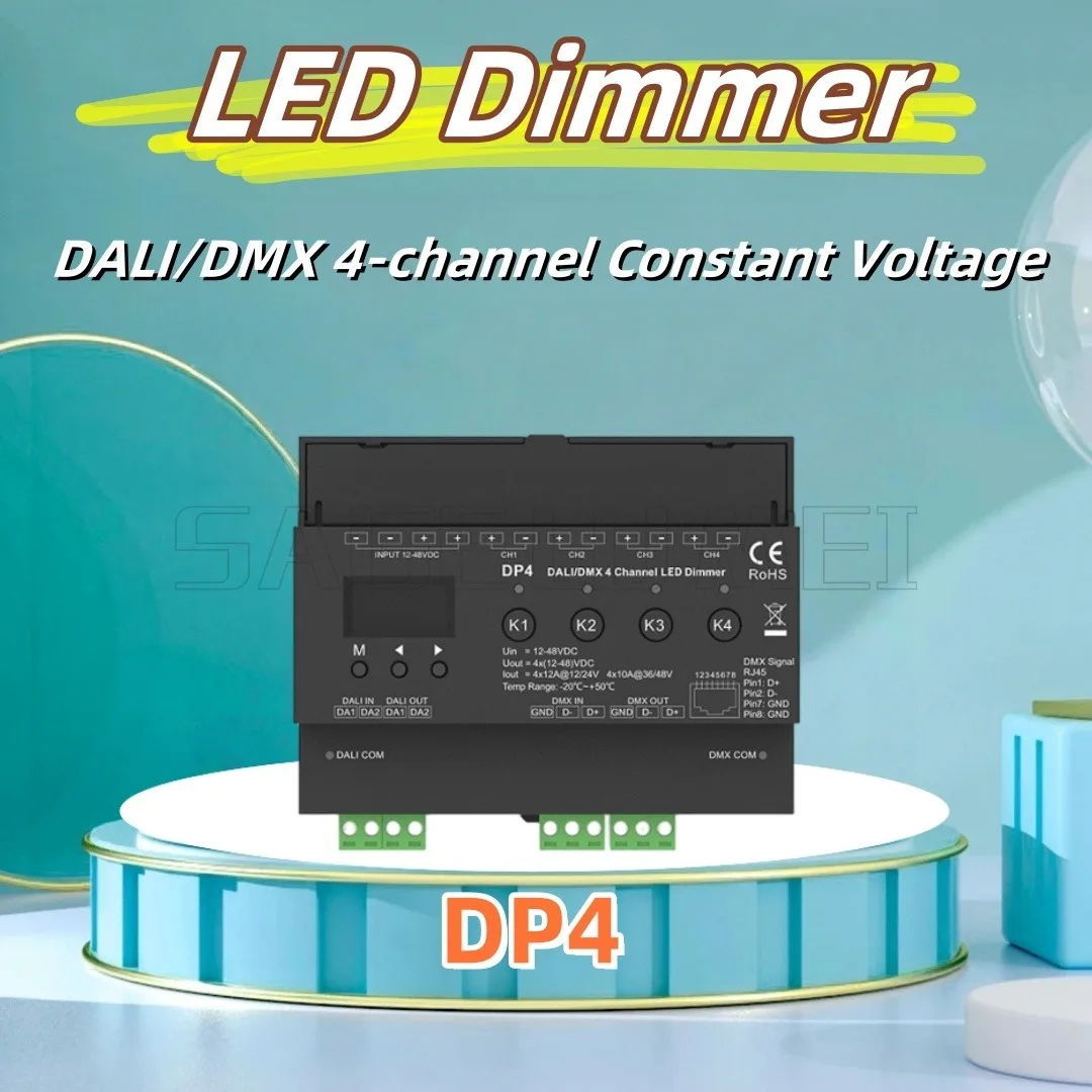 SKYDANCE DP4 Constant Voltage LED Dimmer 1-4 DALl addresses support DT6 dimming DT8-TC color temperature and DT8-RGB DT8-RGBW