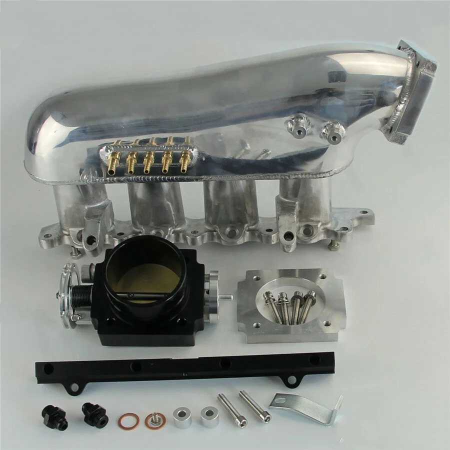 Racing Throttle Body Fuel Rail Intake Manifold Kit For Lancer 4G63 EVO 4-9