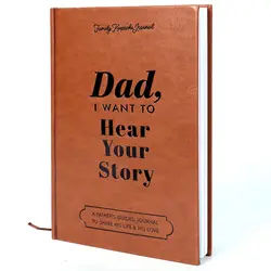 Dad, I want to hear your story: Father's Day Leather gift wrap hardcover, Gold gilded page edge, Guide Diary to share his love