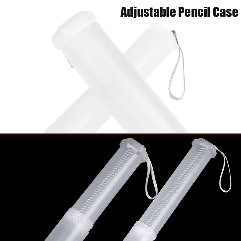 1pc Cylinder Shape Student Supplies Pencil Case Pen Holder PP Portable Adjustable Pen Organizer Transparent