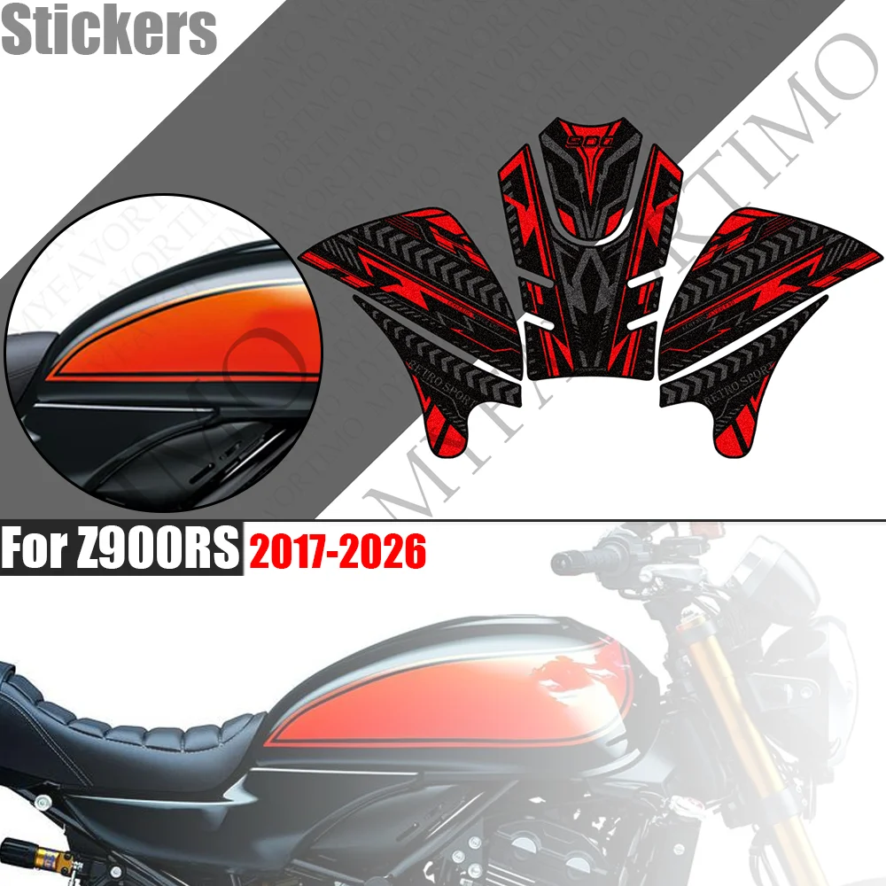 Waterproof Fuel Tank Protector Pad & Knee Grip Anti-slip Sticker Decals Set For Kawasaki Z900RS Cafe SE 2017-2026 Motorbike
