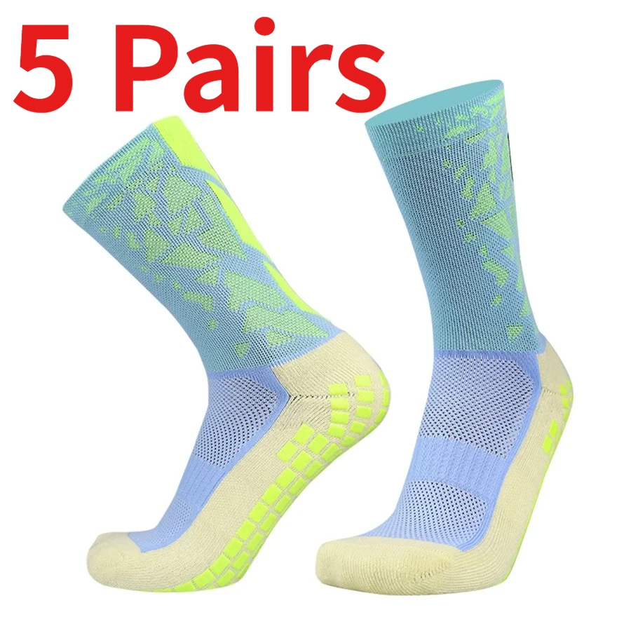 

1/5 Pairs Camouflage Arrow Soccer Socks for Men Women Anti-slip Silicone Knee High Football Socks Breathable Comfortable