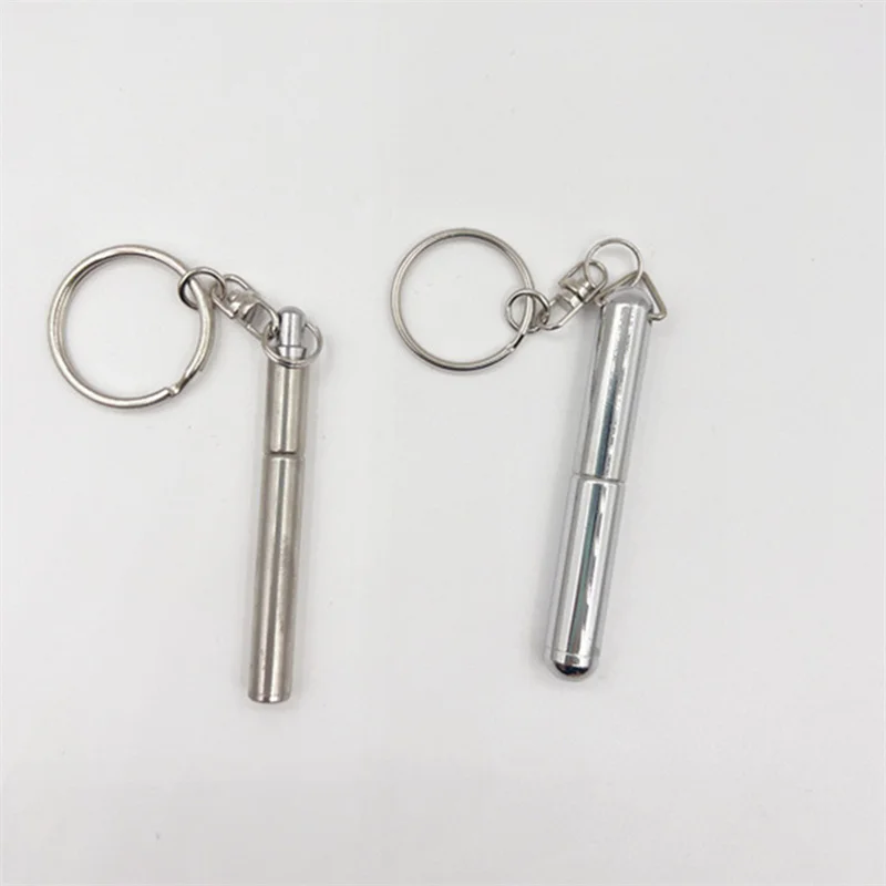Mini chaveiro ajustável, caneta retrátil portátil, mini criatividade, chaveiro, caneta esferográfica de aço inoxidável