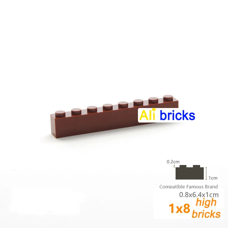 10pcs Bulk Blocks Building Bricks Thick 1X8 Educational Assemblage Construction Toys for Children Size Compatible With Brand