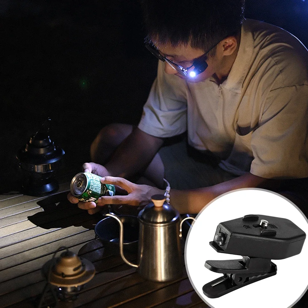 眼鏡用LEDクリップオンランプ,ミニで調整可能,ユニバーサル,夜間釣り,キャンプ,1個