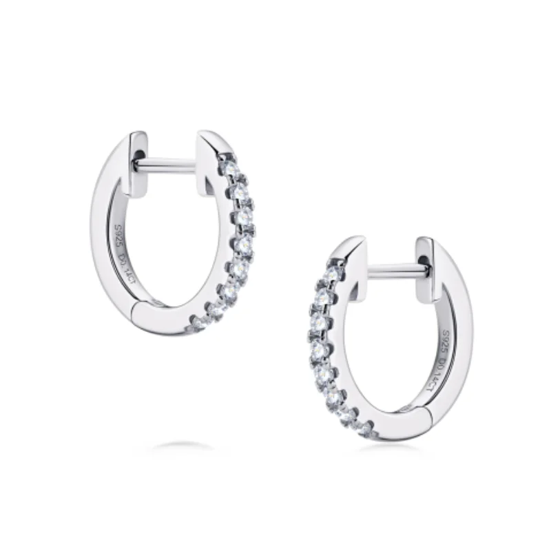 IOGOU Women's Moissanite Hoop Earrings With GRA D Color VVS1 Doamond Earrings 2023 Trend Silver 925 Real Fine Jewelry for Girls