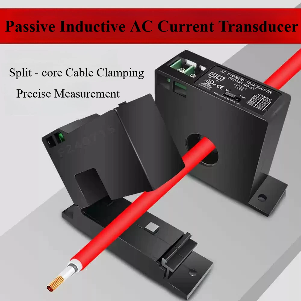 Split-core AC Current Transducer 4-20mA Passive Hall Sensor 0-5V/10V Analog Output