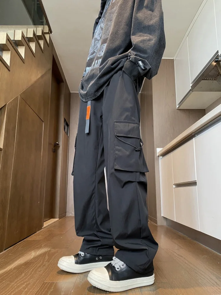 

American Sle Workwear Pants Men's Spring Autumn Trendy Brand Adjustable Bule Loose Tactical Pants High Street Straight Le...