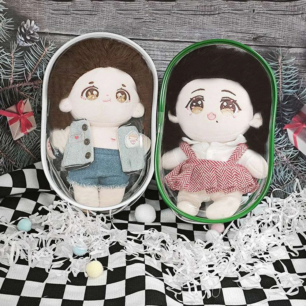 20cm Big Plush Dolls Storage Pouch With Keyring Doll Anime Mystery Box Transparent Thicken Toy Doll Gifts Bag Jewelry Wallet New