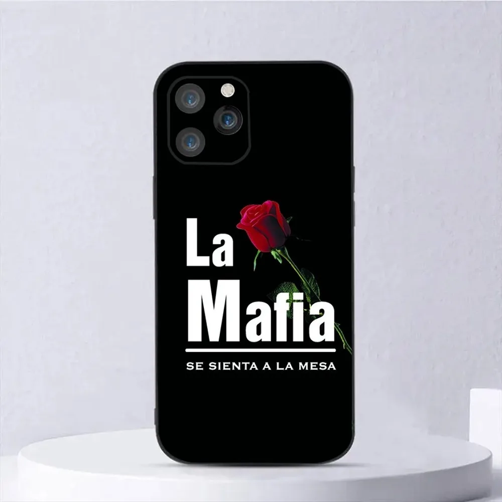 La Mafia Del Amor Love Mafia Phone Case For iPhone 15,14,13,12,11,Plus,Pro Max,XS,X,XR,SE,Mini,8,7 Soft Silicone Black Cover