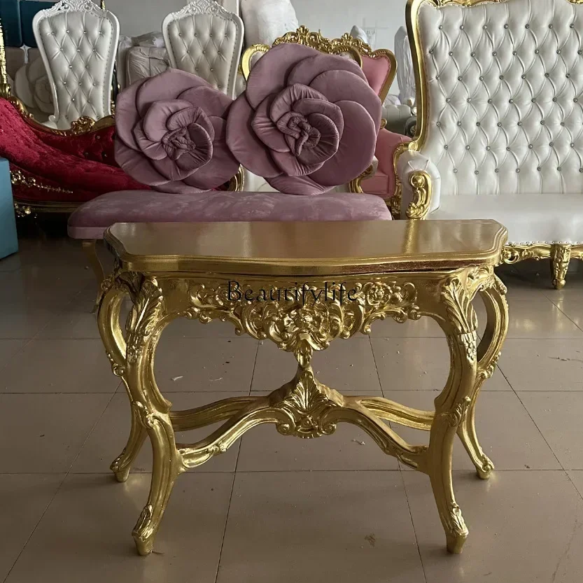 D06retro منحوتة الشرفة العتيقة الجدول الزخرفية خزانة مضمد طاولة جانبية على الحائط